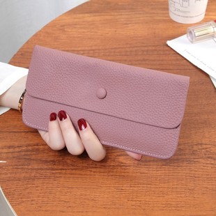 简约长款小钱包女百搭2025新款软皮超薄款钱夹卡包一体小巧大钞夹