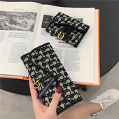 韩版 手拿包 字母印花折叠零钱夹多卡位搭扣长款 轻奢钱包女短款 新款