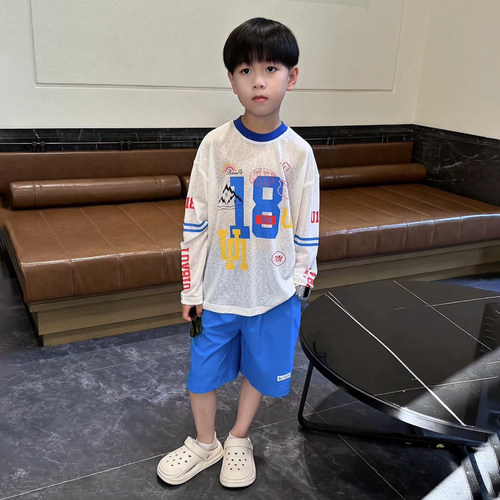 男童夏季薄款长袖防晒衣上衣T恤