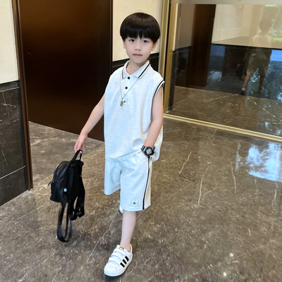 男童夏季薄款无袖polo套装