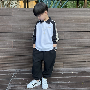 男童春秋运动休闲套装2024新款秋季儿童中大童小男孩时气两件套潮