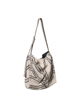 【1W锁链肌理水洗棉布包】天然编织原麻亚麻印花帆布包BB5CA013