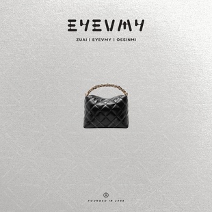 菱格链条斜挎油蜡真皮水桶包A25CA001 小香菱格手提挽链斜跨包