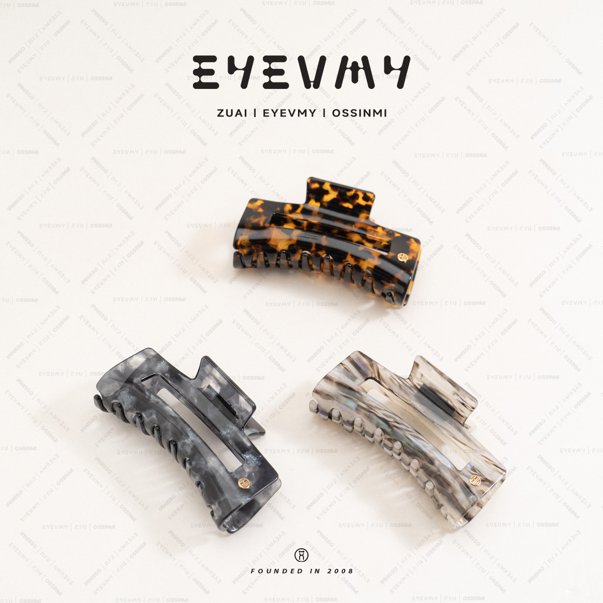 【琥珀色手磨醋酸抓夹】手工磨色醋酸抓夹FAS044