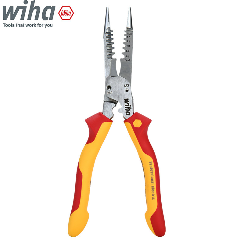 德国wiha威汉6合1电工钳进口多功能电工专用尖嘴剥线剪线钳绝缘
