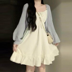 早春季小个子法式白色吊带连衣裙子女装2026新款夏季穿搭短裙套装