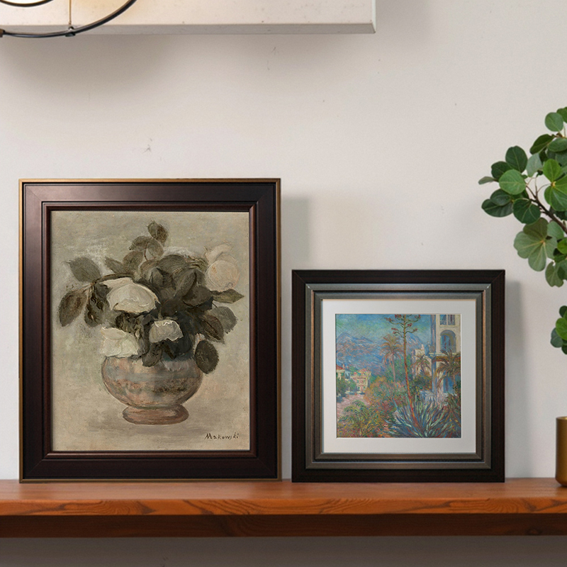 中古茶室过道挂墙画框实木字画框