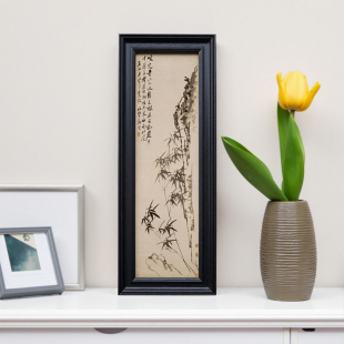 实木相框长条字画横向竖向书法国画中古色摆台相框空外框装裱镜框