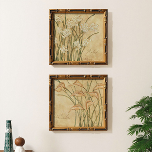 正方形高级中式竹节相框空框a4画框黑色覆古美拉德色系中古风相框