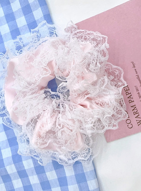 H&Y新蕾丝花边大肠发圈新款韩版甜美盘发扎头发头绳布艺发绳头饰