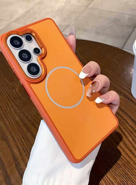 【壳膜套装】适用三星S26ultra手机壳商务高档新款s26大孔硬壳软边Galaxys26ultra无线磁吸充电s26plus镜头女