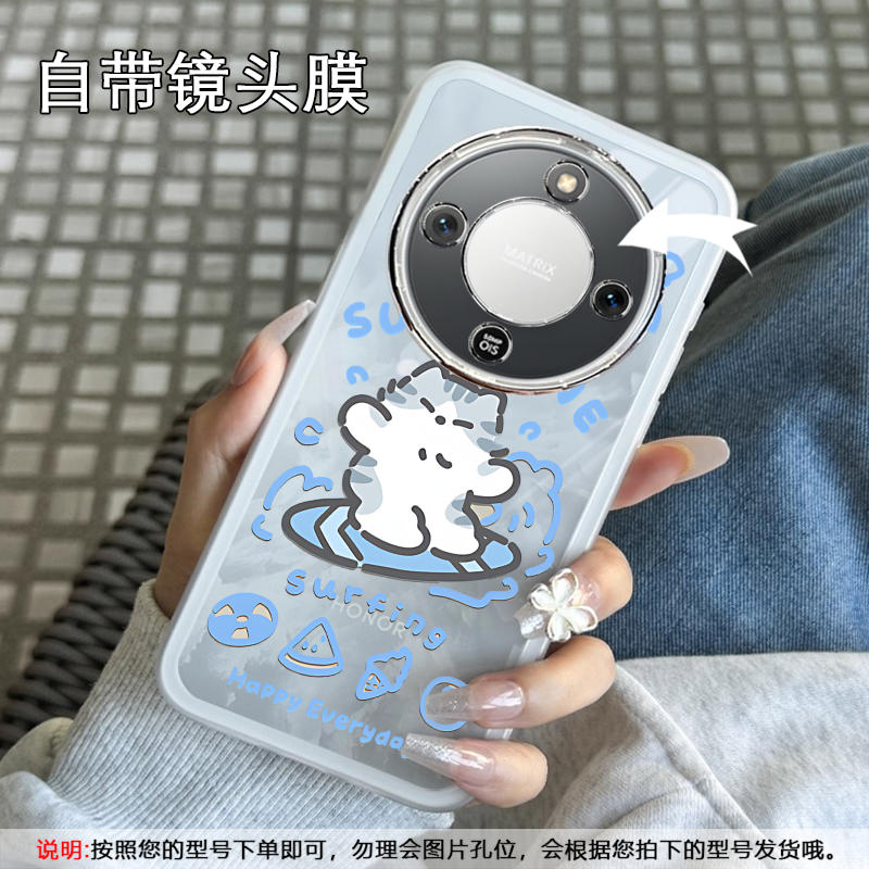 【自带镜头膜】荣耀X70手机壳新款X70Pro保护保护套冲浪萨摩耶防摔网红风透明软边简约高档