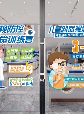 眼镜店玻璃门贴纸推拉门蔡司镜片配镜验光橱窗广告装饰画海报墙贴