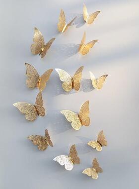 网红仿真金蝴蝶镂空3d立