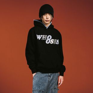 WHOOSIS(不知其名)碎花牛仔贴布绣帽衫连帽卫衣秋百搭松弛感男