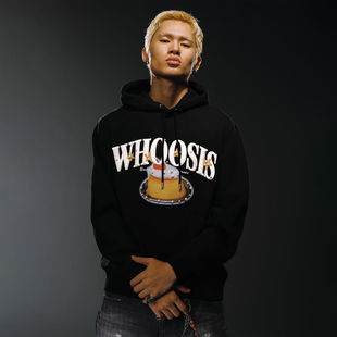 WHOOSIS(不知其名)毛绒贴布蛋糕帽衫卫衣秋冬情侣休闲男女chic