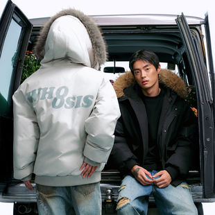 WHOOSIS(不知其名)LOGO印花派克棉服秋冬保暖简约高级男女校园
