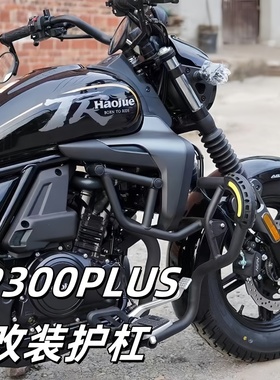 适用豪爵TR300plus保险杠加宽护杠改装装全盔边包折叠靠背后货架