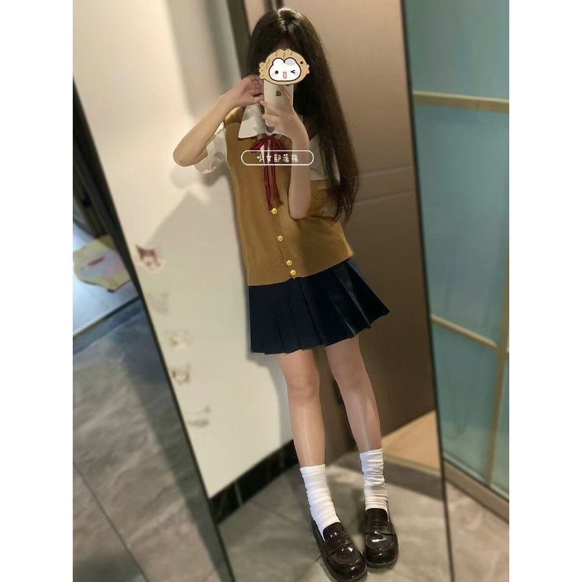 春日青jk软妹穿搭日系制服针织衫无袖马甲上衣开衫背心夏内搭短袖