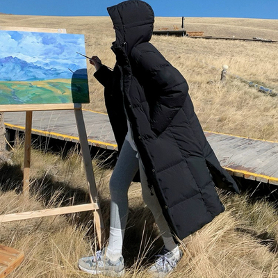 凸乆鸟CV羽绒服长款女过膝超长2025年加厚宽松情侣外套官方旗舰店