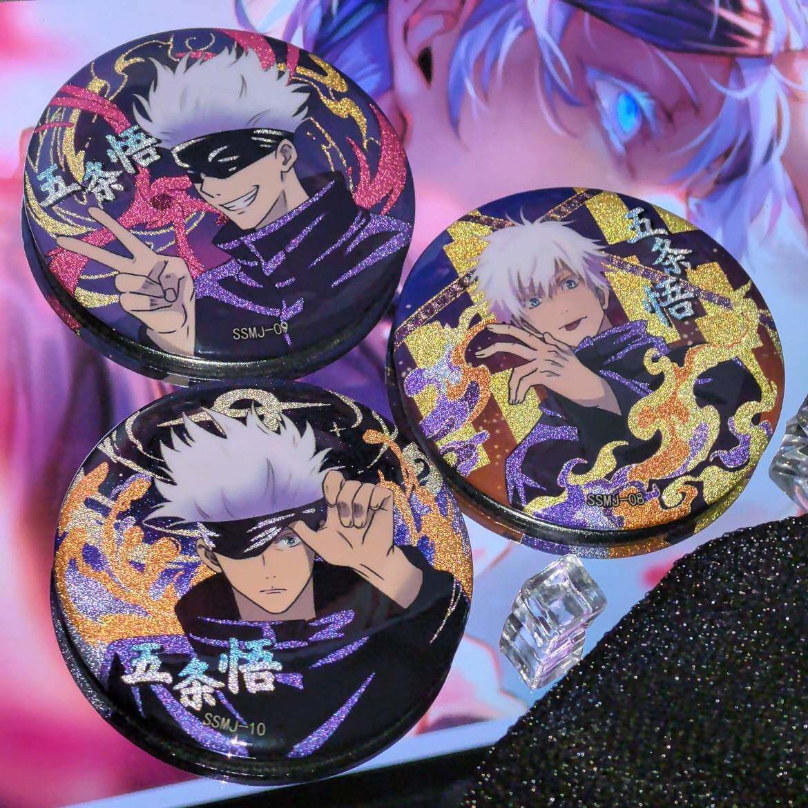 咒术回战同人周边盲盒大隐藏款五条悟夏游杰虎杖悠仁金葱吧唧徽章