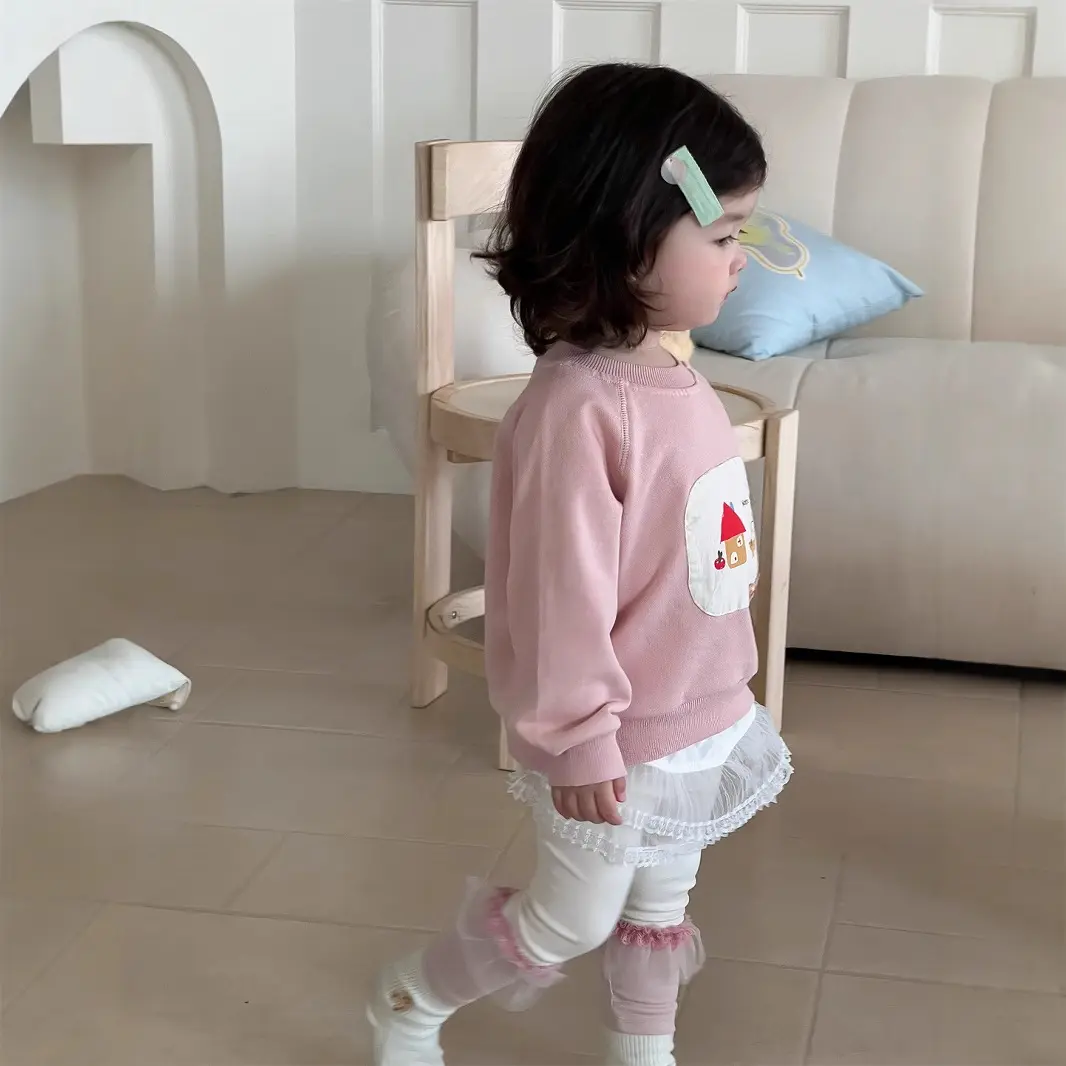 儿童春季衣服2025新款韩版童装女童贴布卫衣打底裤套装宝宝春装