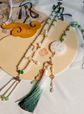 新中式马面裙配饰长背云璎珞古风汉服项链明制流苏项圈吊坠饰品