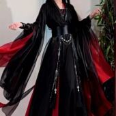 新中式 无性别国风清冷长禁步腰链黑红流苏马面裙汉服腰封配饰压襟