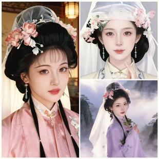 杨宋造型祖紫儿同款明代幅巾国风清冷簪花配饰发夹妆造搭配头饰品