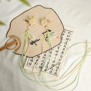 古风儿童中秋节桂花兔子流苏头饰汉服超仙飘带瑶瑶发夹蝴蝶结配饰