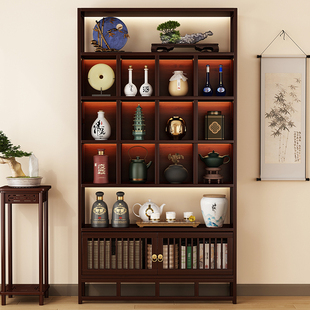速发木古架中式多宝阁茶室纳物柜非实博多层摆件架子多功能收储置