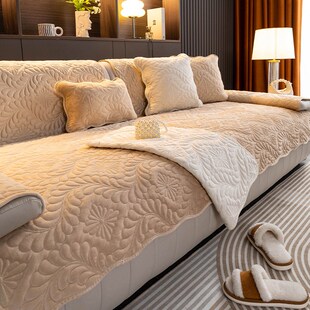 速发简约新款牛奶绒沙发垫冬季厚绒加毛盖暖防滑坐垫皮沙发套罩保