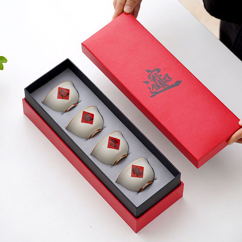 速发陶瓷汝窑茶杯家具个人主人杯茶用品茗杯企活业动开门红礼品小