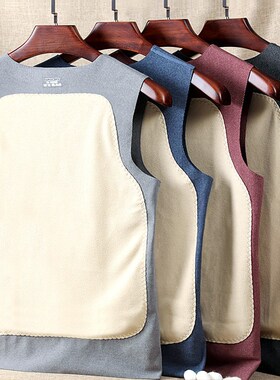 速发德绒贴片无背保暖内搭痕心蚕丝男士0225年秋冬季护肚护胃坎肩