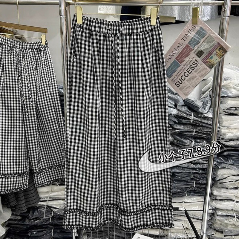 小个子145七分格子阔腿裤女夏季薄款高腰显瘦百搭八九分休闲裤xxs,女装/女士精品,休闲裤,淘宝优惠券,粉丝福利购,淘宝优惠卷
