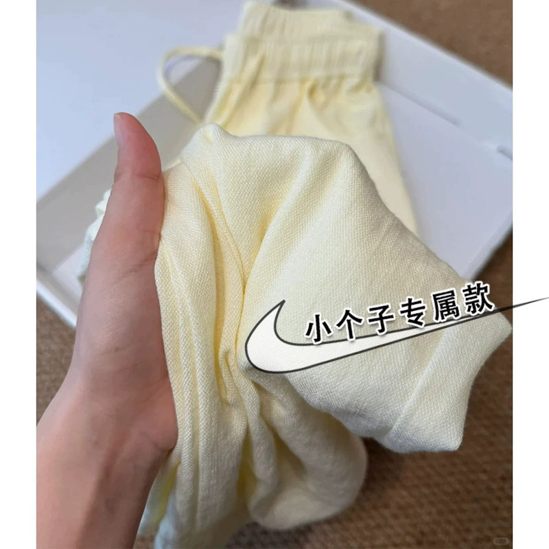 日系黄色亚麻薄款直筒裤女夏季小个子高腰宽松窄版窄版遛弯阔腿裤