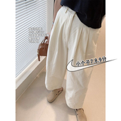 小矮个子145米白色哈伦奶奶裤 xxs 高腰休闲裤 女秋季 宽松日系阔腿裤
