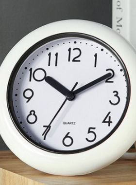 防水钟圆形时钟厨房浴室桌面摆件座钟17.9*17.2*4.4cmFX-018白色