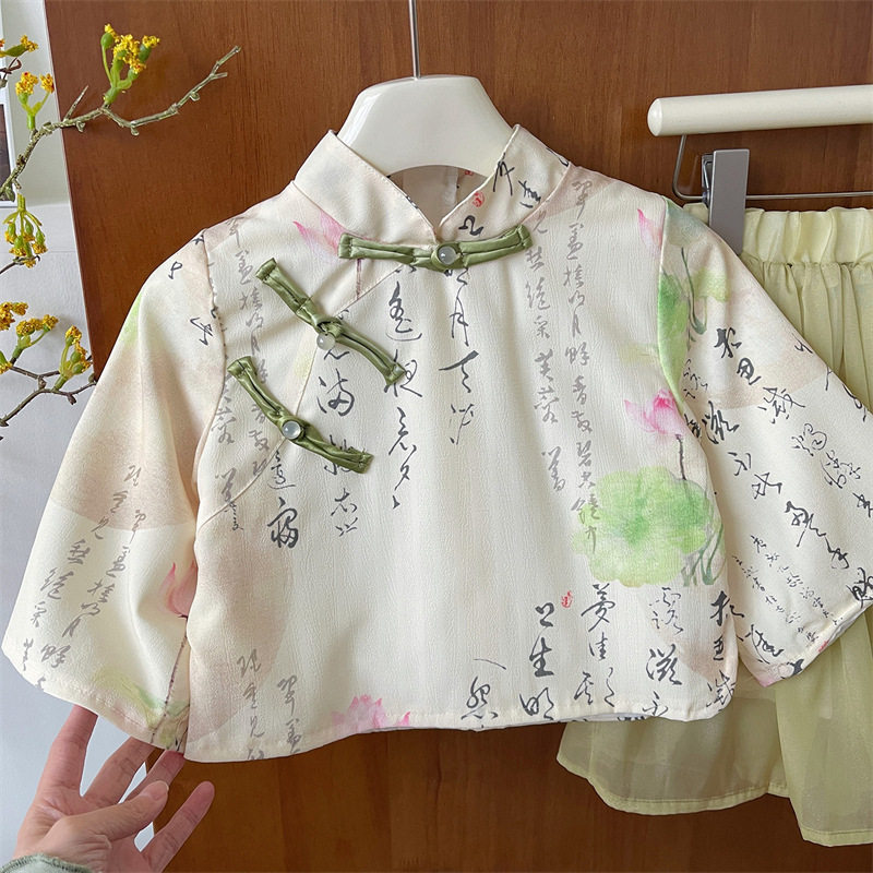 夏季清仓断码女童汉服半身裙套装儿童唐装上衣女宝宝中国风两件套