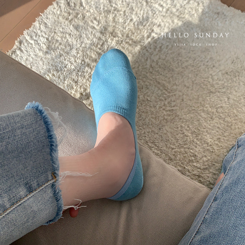 【配一脚蹬】女士夏季纯色黑色白色浅口隐形袜船袜纯棉袜子薄款