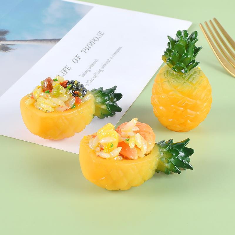新款仿真菠萝炒饭道具模型仿真凤梨炒饭食玩过家家玩具