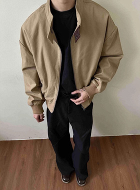 ECLR 巴恩风廓形宽松短款飞行员cleanfit休闲夹克外套男