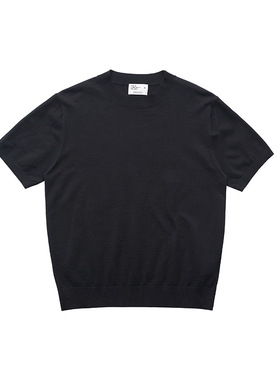 ECLR 老钱风法尼澳绒正肩短袖T恤小高领纯色针织tee春夏男女