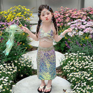 沙滩裙美人鱼公主裙女童夏装2025新款女宝宝海边出游穿搭超仙裙子