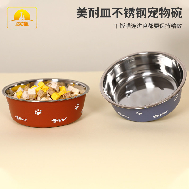 防滑不锈钢碗塑料双层宠物碗吸地式不锈钢狗碗宠物食盆