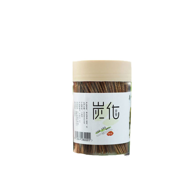 家用环保竹制碳化牙签酒店500支X2罐超细牙线签家庭装安全剔牙齿