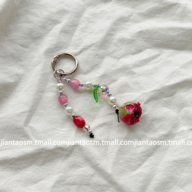 挂件实拍 立体仿真玫瑰花适用苹果华为小米手机壳挂饰相机CCD耳机壳挂饰包包相机礼物盒链条少女心甜美轻奢潮