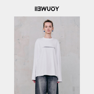 打底Y1224411 T恤女个性 YOUWEI有尾2024冬季 电鳗印花长袖