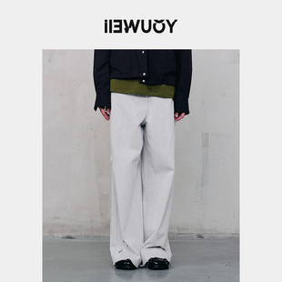 YOUWEI有尾2024冬季磨破牛仔长裤女阔腿牛仔裤Y5124401