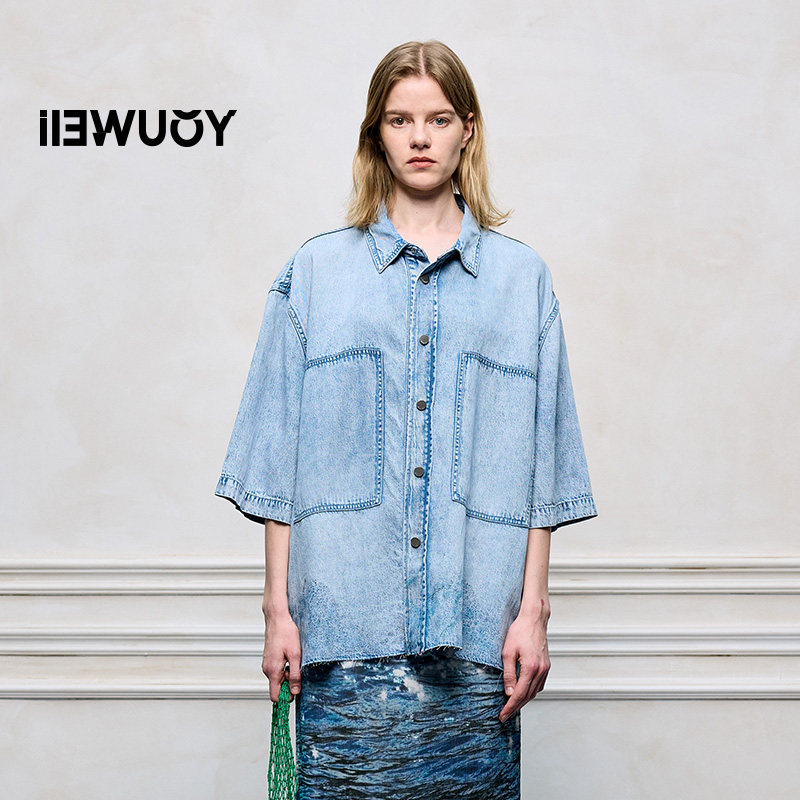 YOUWEI有尾2025夏季新品海浪印花宽松牛仔衬衫Y1425218,女装/女士精品,衬衫,淘宝优惠券,粉丝福利购,淘宝优惠卷